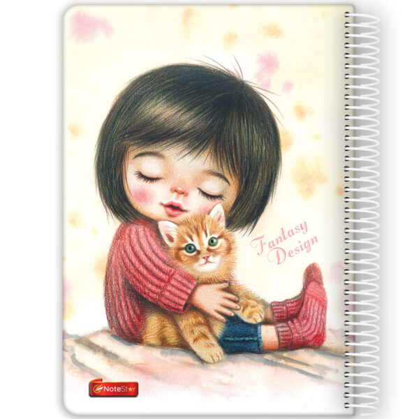 دفتر مشق سیمی 100 برگ جلد سخت نوت استار طرح دختر و گربه کد S_407
