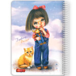 دفتر مشق سیمی 100 برگ جلد سخت نوت استار طرح دختر عروسکی و گربه کد S_410